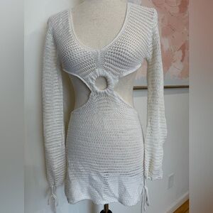 Lulusory White Crochet Knit Swimsuit Coverup